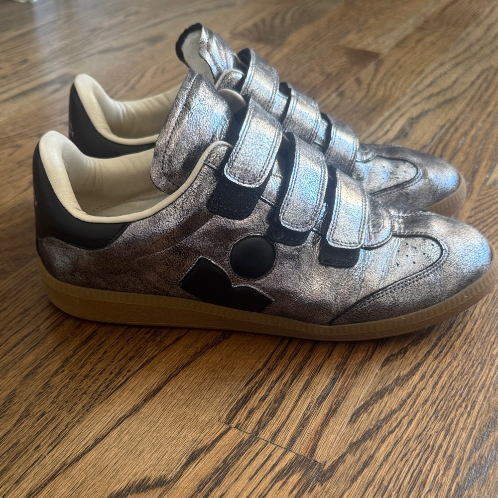 Isabel Marant Silver and Black Sneakers